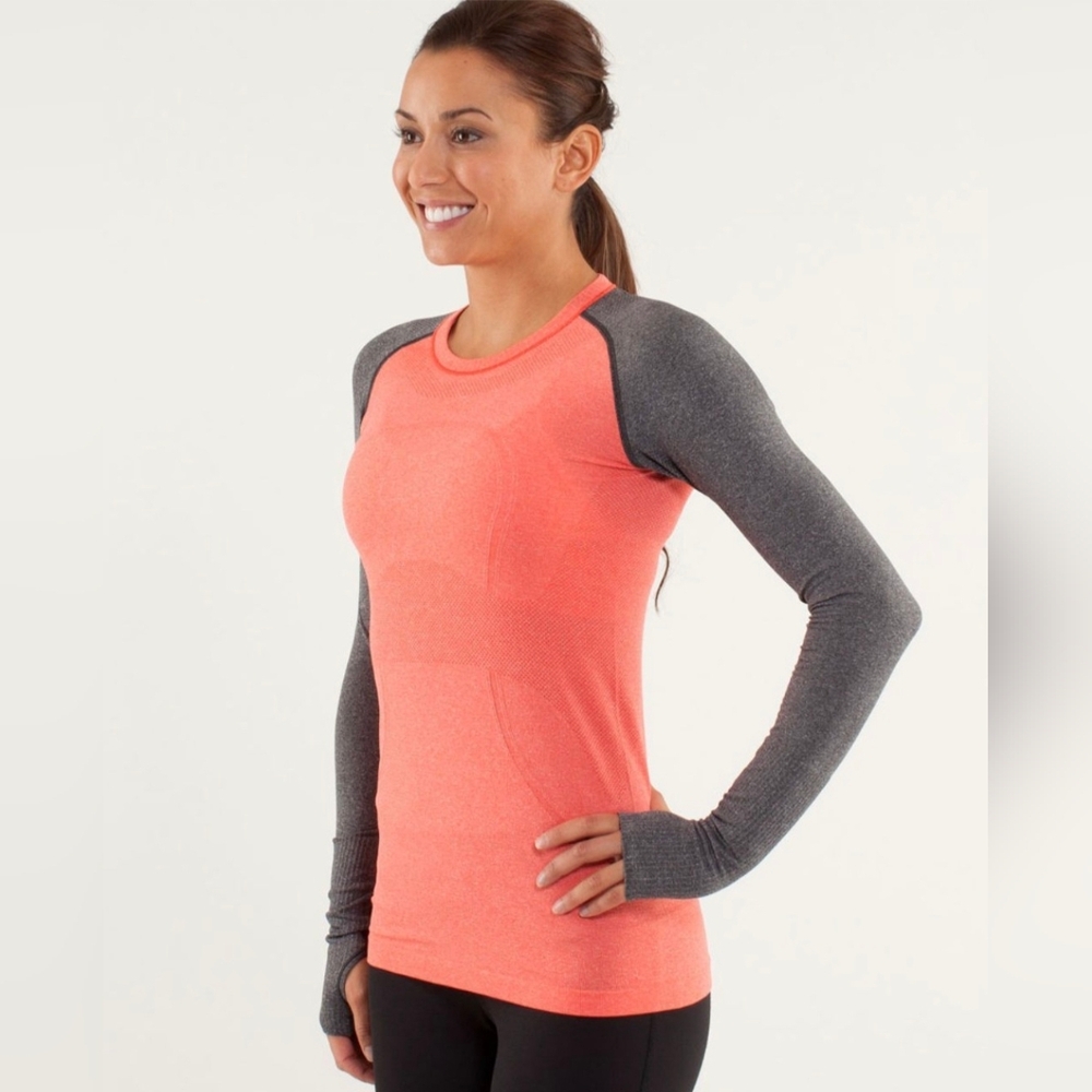 Lululemon Run: Swiftly Tech Long Sleeve Love Red / Deep Coal 8 - Picture 3 of 16